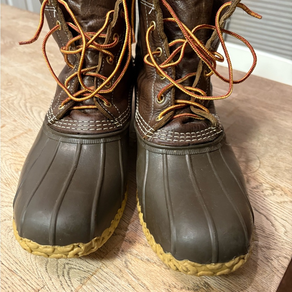 L.L. Bean Men's Dark Brown and Tan Rain Boots